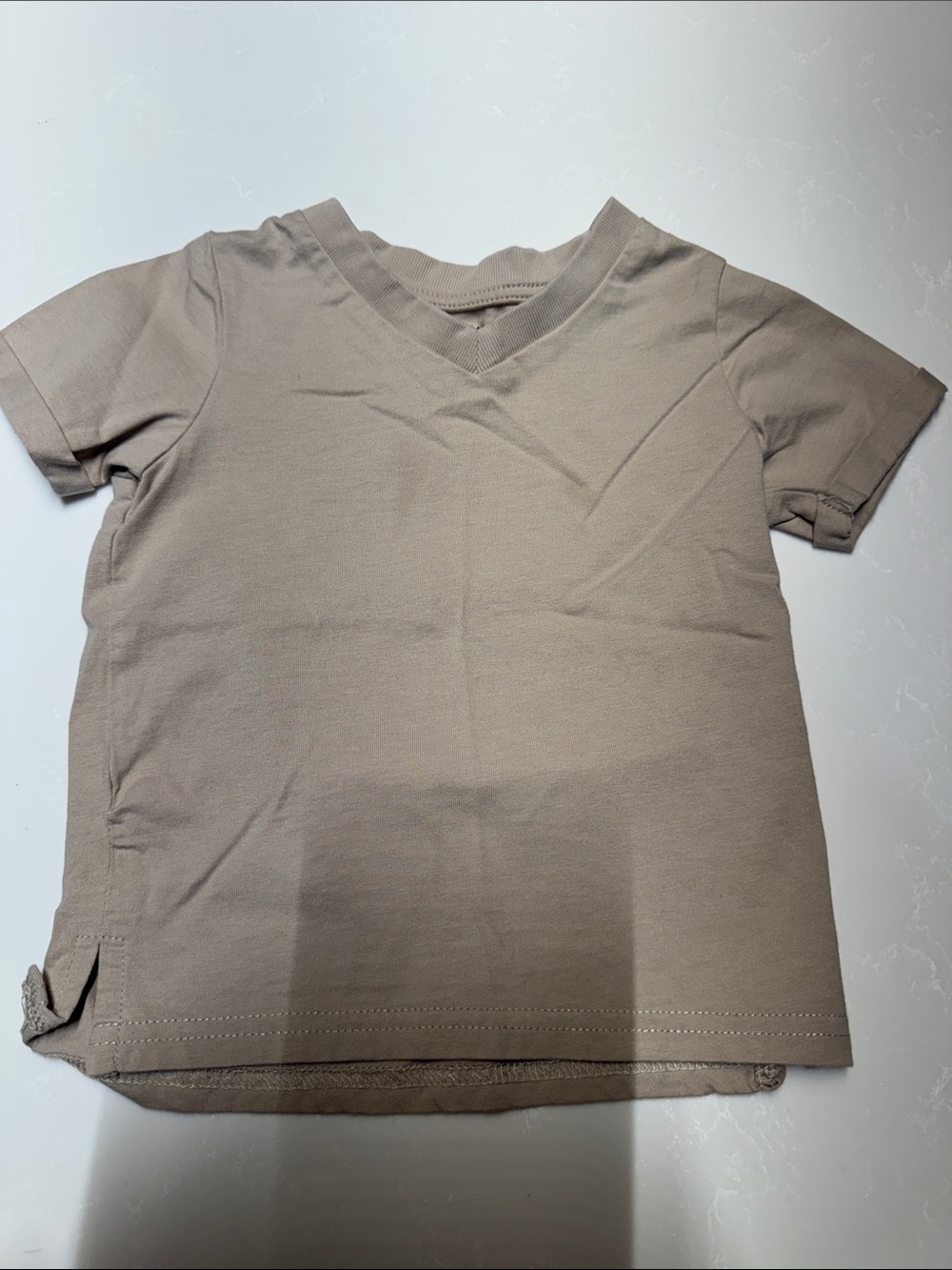 Children's V-Neck Tee in Taupe